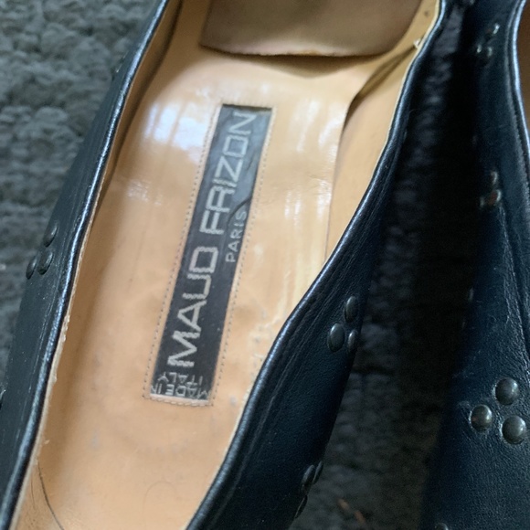 VINTAGE MAUD FRIZON PARIS PUMPS with Studs GRAY METALLIC size 8 - Picture 9 of 9